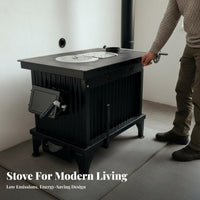 Indoor Heating Stove, double energy Wood Tibetan design, Smokeless Gasification Fireplace, Home Use
