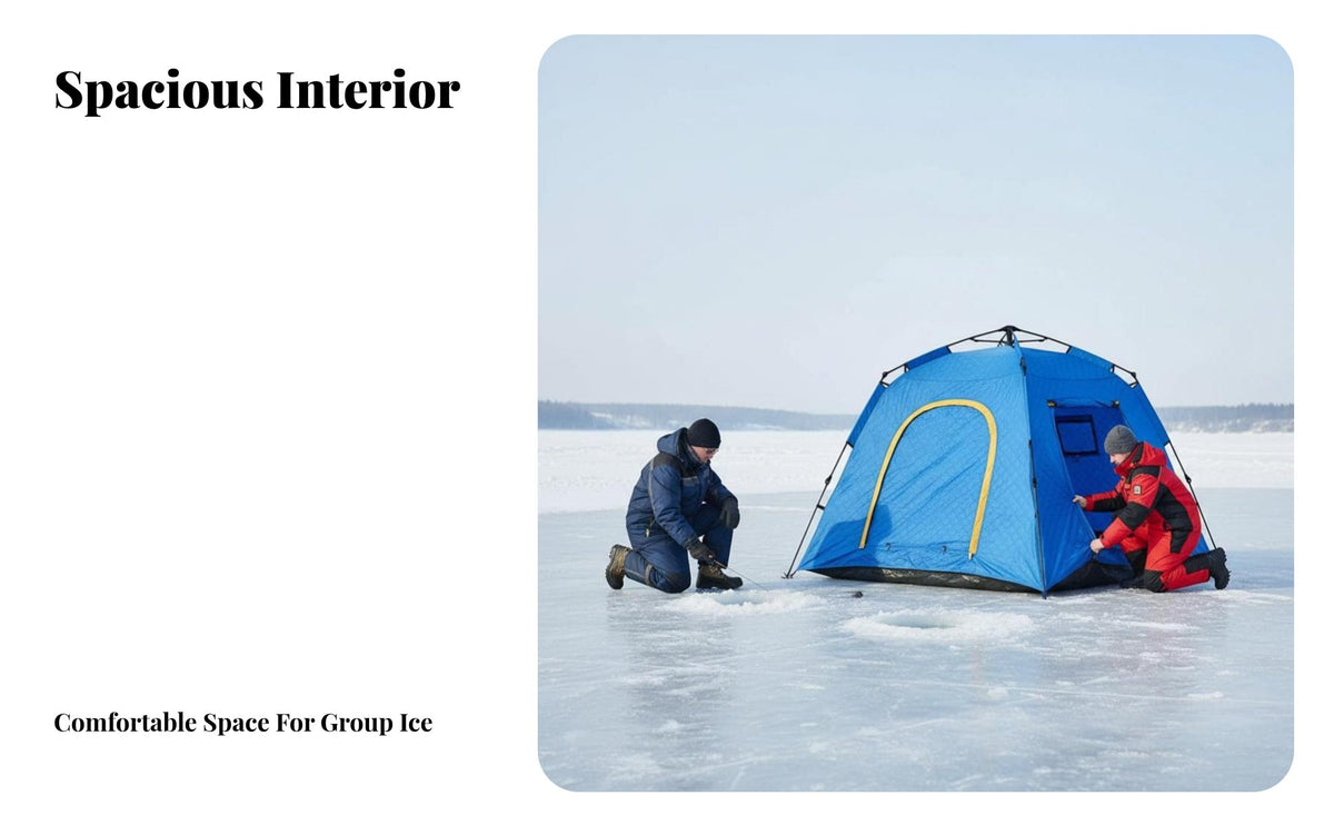 Winter Ice Fishing Tent, Automatic Cotton Insulated Shelter, Thickened Windproof, 3-4 Person