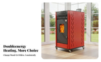 Biomass Stove, twin combustible Wood Fireplace, Automatic Heating, Home Remote Control