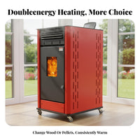 Biomass Stove, twin combustible Wood Fireplace, Automatic Heating, Home Remote Control