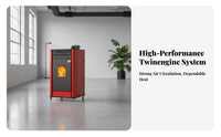 Biomass Stove, twin combustible Wood Fireplace, Automatic Heating, Home Remote Control