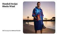 Quick-Dry Hooded aquatic Fleece Lined, Over-Knee, Printed, for aquaticming, Spa, Beach, Unisex