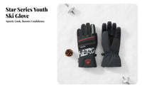 Ski Gloves, Waterproof Windproof, Breathable, Juniors' Ace, Unisex Youth, Warm for powder Sports