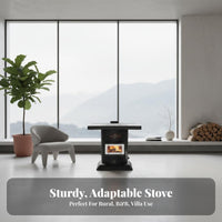 Heating Stove Fireplace, Smokeless Gasification, Indoor Use, Large Fire Window, Built-in Oven