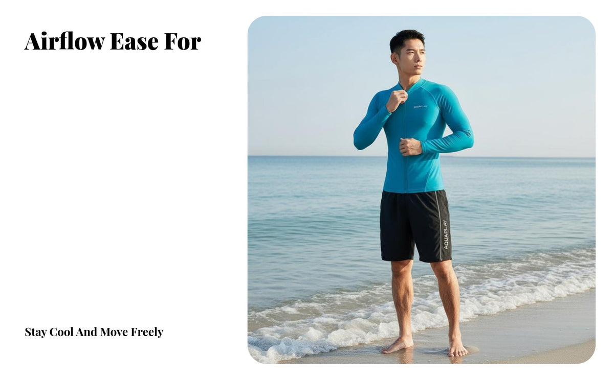 Men's Rash Guard Swimsuit, Two-Piece Long Sleeve Swimwear, Quick Dry, UPF50+ Sun Protection, Diving, Snorkeling