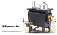 Gasification Heating Stove, Smokeless Indoor Wood Heater, Multi-Purpose Winter Use, Foldable Legs, Large Fire Opening