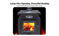 Gasification Heating Stove, Smokeless Indoor Wood Heater, Multi-Purpose Winter Use, Foldable Legs, Large Fire Opening