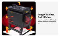 Gasification Heating Stove, Smokeless Indoor Wood Heater, Multi-Purpose Winter Use, Foldable Legs, Large Fire Opening