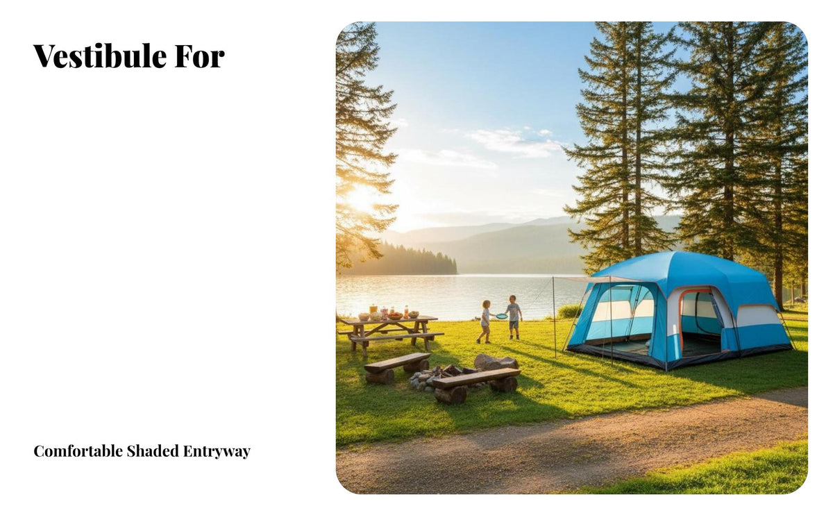 Two-Room single Camping Tent, Automatic Setup, Outdoor Family Shelter, Spacious Design, 8-12 Person Capacity