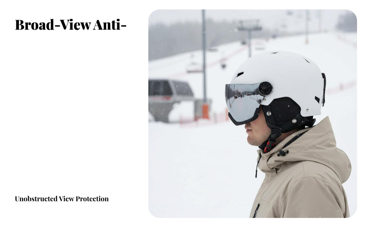Ski Helmet with Integrated Goggles, Adult & Youth, Wide View, Anti-Fog, Adjustable Fit