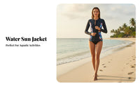Long Sleeve Sun Protection Jacket for Women, Slimming Beach holiday Rash Guard, aquatic activities Outerwear