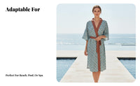 Kimono Beach Cover Up, Women's Printed Tie Waist Dress, Multicolor, Holiday Wear