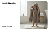 Hooded Bath Towel Poncho for Children, Cartoon Design, Absorbent, Bathrobe