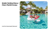 Unicorn Inflatable Floating Island, Large Water Float for Groups, Colorful Pool Toy, Summer Fun