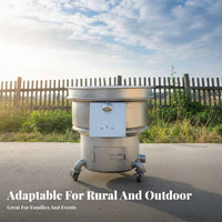 Rural Firewood Stove, Outdoor Dual-Fuel Cooking Range, Vehicle Wheel Rim Conversion, Large Pot Stand, Heavy-Duty Metal, Multiple