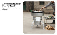 Rural Firewood Stove, Outdoor Dual-Fuel Cooking Range, Vehicle Wheel Rim Conversion, Large Pot Stand, Heavy-Duty Metal, Multiple