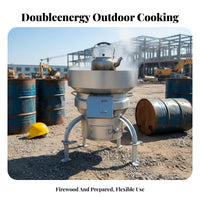 Rural Firewood Stove, Outdoor Dual-Fuel Cooking Range, Vehicle Wheel Rim Conversion, Large Pot Stand, Heavy-Duty Metal, Multiple