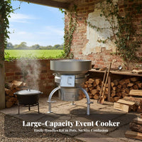 Rural Firewood Stove, Outdoor Dual-Fuel Cooking Range, Vehicle Wheel Rim Conversion, Large Pot Stand, Heavy-Duty Metal, Multiple