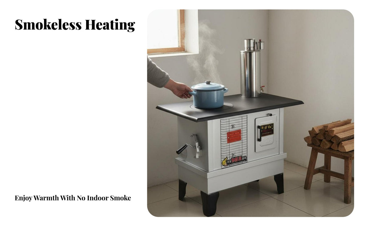 Wood Heater, Smokeless Gasification Stove, Indoor Rural Oven, Multi-Functional Heating