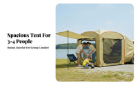 Automatic Car Tail Tent, Camping Awning, Foldable Outdoor Rooftop Tent, 3-4 Person, Full Set