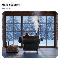 Indoor Heating Stove, Cast Iron Gasification, Multi-Fuel Wood, Home Winter Fireplace
