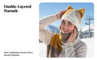 Ski Knit Hat & Face Cover Set, Fleece Lined, Autumn Winter, Outdoor