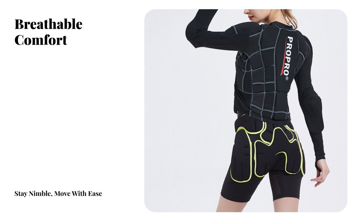 Ski Protective Gear Set, Soft Inner Shirt, Padded pelvic Pants, Snowboard & Ski, energy Absorption