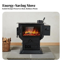 Wood Burning Fireplace, Cast Iron Heating Stove, Multifunctional Oven for Indoor, Home, Villa, Farmhouse