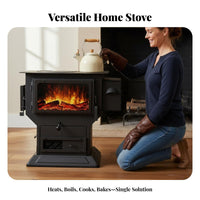 Wood Burning Fireplace, Cast Iron Heating Stove, Multifunctional Oven for Indoor, Home, Villa, Farmhouse