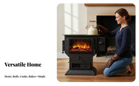 Wood Burning Fireplace, Cast Iron Heating Stove, Multifunctional Oven for Indoor, Home, Villa, Farmhouse