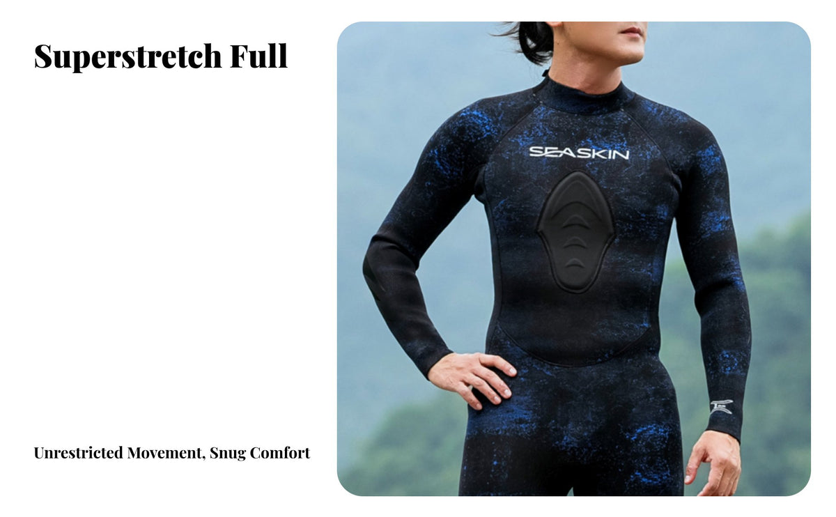 Men's Full Body Wetsuit, 3mm Neoprene, Long Sleeve, Super Stretch, Diving Suit