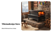 Tibetan design Wood Burning Stove, Indoor Firewood Heater, Steel Plate Home Heating for Winter Room