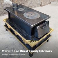 Tibetan design Wood Burning Stove, Indoor Firewood Heater, Steel Plate Home Heating for Winter Room