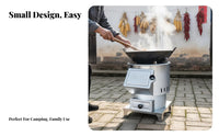Thickened Wood Burning Stove, Portable Outdoor Firewood Cooker, Mobile Rural Camping Stove with Pot Ring