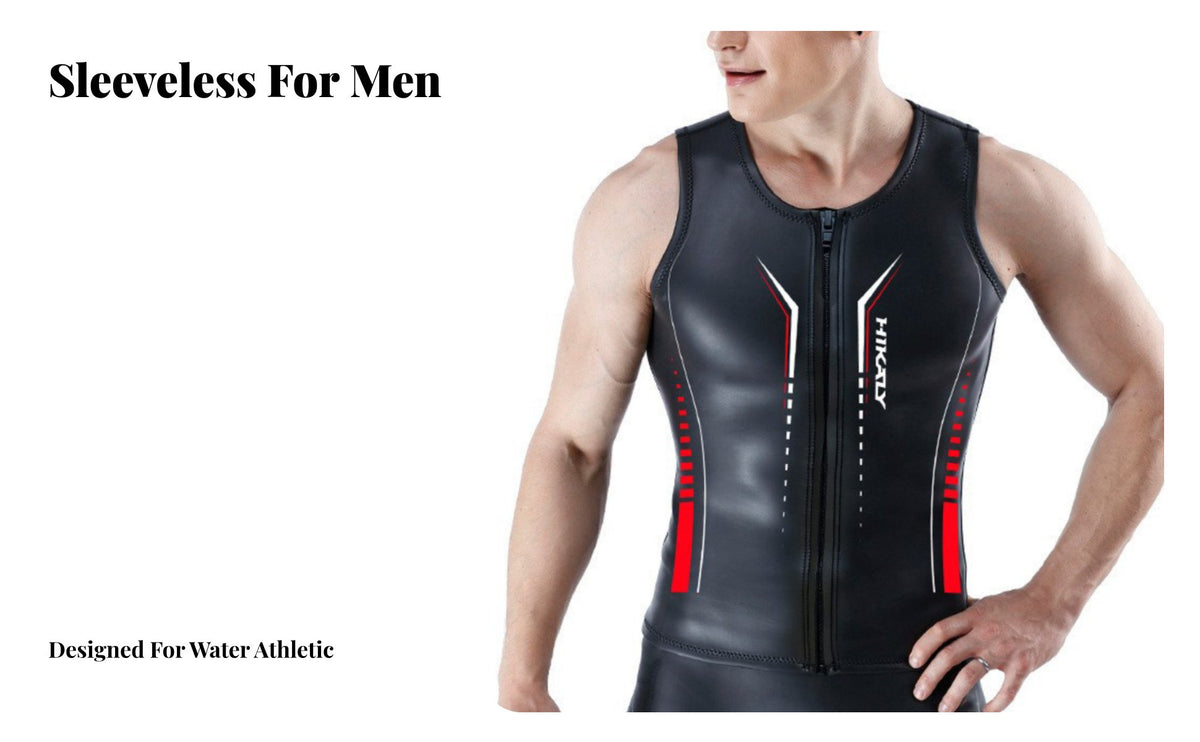3mm Neoprene Wetsuit, Men's Sleeveless multi-sport event single-Piece, Thermal, Flexible, Snug Fit, Diving & Swimming