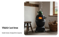 Cast Iron Heating Stove, Wood & Coal Compatible, Indoor Outdoor Fireplace, Cooking, Fire Viewing Window