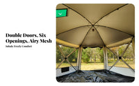 Mongolian Yurt Tent, Hexagonal Outdoor Shelter, Winter Ice Fishing, Double Door, Chimney Port, Waterproof, Family Camping