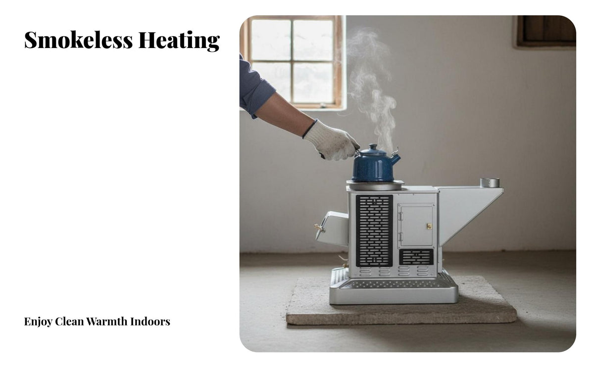Indoor Heating Stove, Multi-Functional Smokeless Gasification Stove for Home, double combustible, Thickened Steel
