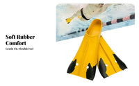 aquaticming Fins, Short Training Flippers, Kids Comfortable Natural Rubber, double Foot Design
