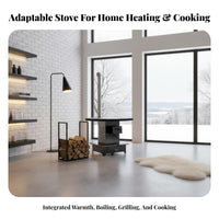 Wood Burning Stove, Indoor Smokeless Heater, Thickened Steel Multi-Functional Rural Winter Heating
