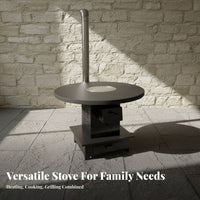 Wood Burning Stove, Indoor Smokeless Heater, Thickened Steel Multi-Functional Rural Winter Heating