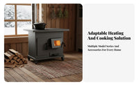 Smokeless Gasification Heating Stove, Dual Energy Wood Burner, Cast Iron Cooking Surface, Indoor Winter, Rural Home, Mobile