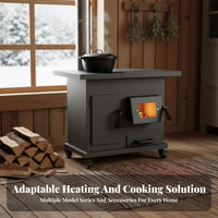 Smokeless Gasification Heating Stove, Dual Energy Wood Burner, Cast Iron Cooking Surface, Indoor Winter, Rural Home, Mobile