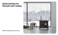 Smokeless Gasification Heating Stove, Dual Energy Wood Burner, Cast Iron Cooking Surface, Indoor Winter, Rural Home, Mobile
