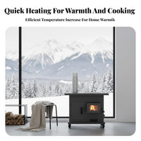 Smokeless Gasification Heating Stove, Dual Energy Wood Burner, Cast Iron Cooking Surface, Indoor Winter, Rural Home, Mobile