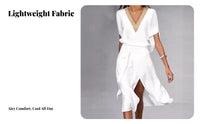 Stylish Lace Dress, V-Neck, Summer Relaxed, Split Hem, European Design