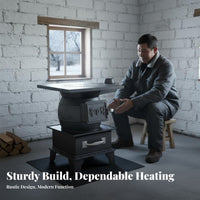 Wood Heating Stove, Cast Iron Indoor Fireplace, Multi-Functional Rural Home Heater