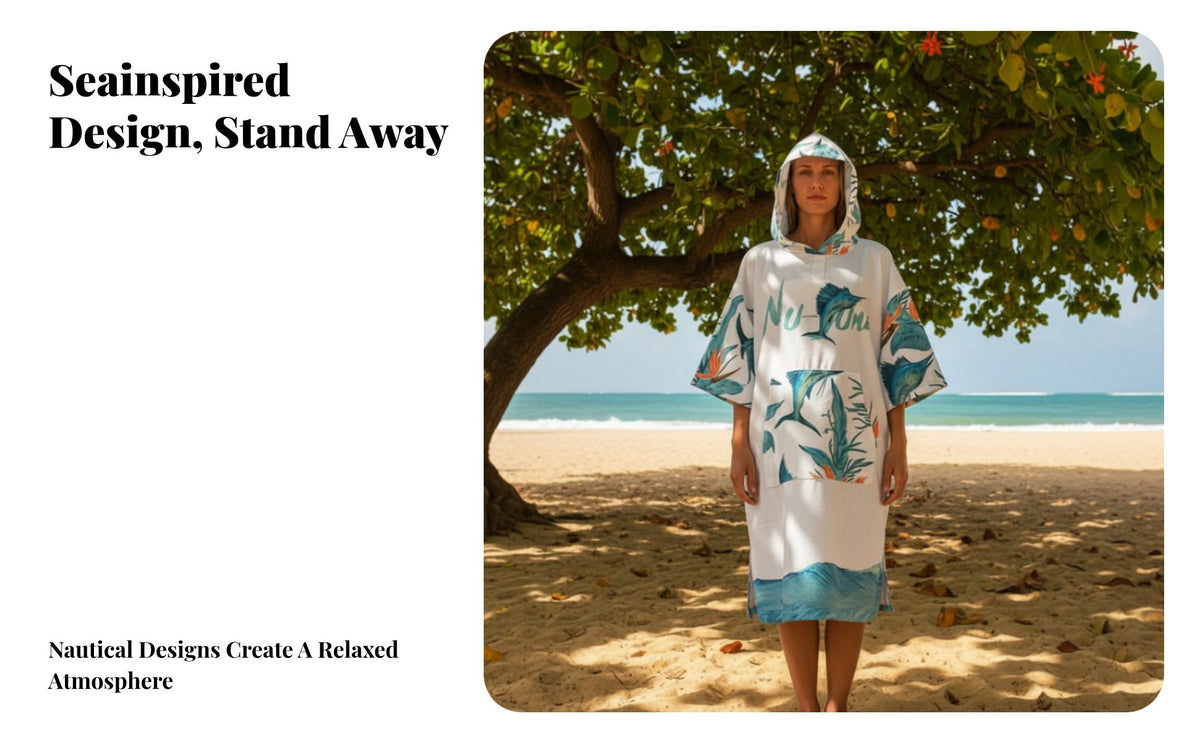 Poncho Towel Robe, Quick Dry Hooded Beach Cape, Sun Protection, Warm Changing Coat for Men & Women