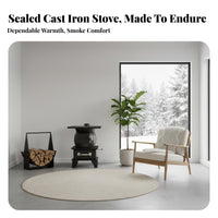 Wood Heating Stove, Cast Iron Indoor Fireplace, Multi-Functional Rural Home Heater