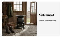Wood Heating Stove, Cast Iron Indoor Fireplace, Multi-Functional Rural Home Heater